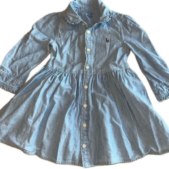 Ralph Lauren Long Sleeve Button Front‎ Cotton Dress Size 12 Month - Picture 1 of 10
